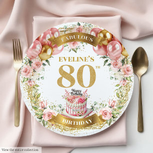 Goud nummer 80 Party Paper Borden Papieren Bordje