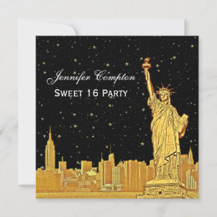 Goud NYC Silhouette #2 Ets Ster DIY BG SQ Sweet 16 Kaart