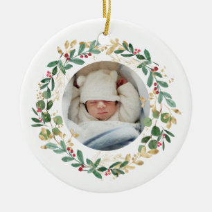 Goud olievlek  Baby Eerste Kerstroze Keramisch Ornament