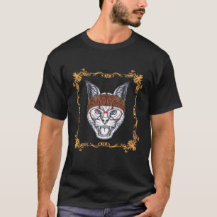 Goud omkad Caracal Kat Retro Animatie T-shirt