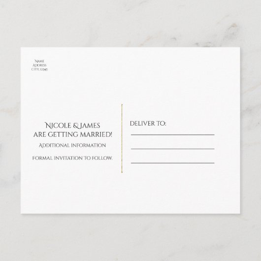 Goud ONZE KIJK IS EEN VRIJ BELANGENSCHAP MET BEWAA Aankondigingskaart (Achterkant)