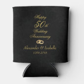  goud op Black 50th Wedding Jubileum Blikjeskoeler (Voorkant)