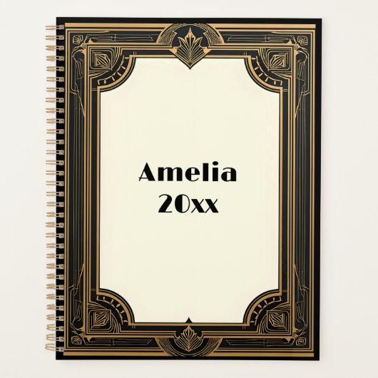 Goud op Black Art Deco Classic Planner (Voorkant)