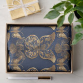 Goud op blauwe vlinders Decoupage Tissue Tissuepapier (Geschenk)