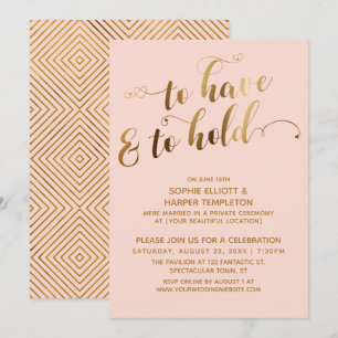 Goud op Blush To Have & To Hold na-huwelijksfeest Kaart