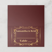 Goud op Bourgondische Art Deco bruiloft (Buitenkant ongevouwen)