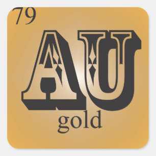 Goud op de periodieke tabel vierkante sticker