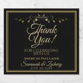 Goud op fles met zwarte bruiloft bier etiket (Enkel label)