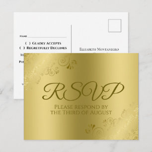 Goud op Goud Elegant Bloemen Filigraan Bruiloft RS Briefkaart
