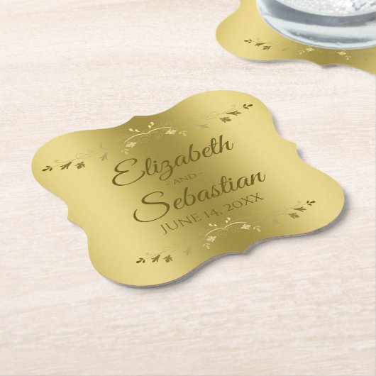 Goud op goudlegant weddenschap kartonnen onderzetters (Gekanteld)