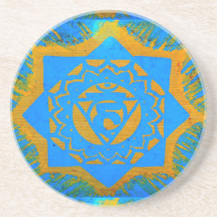 goud op het blauwe tantrische symbool zandsteen onderzetter