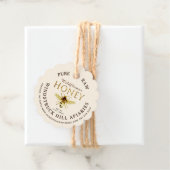 Goud op Ivoor Schulpte Pure Raw Honey met Bijen Bedankjes Labels (In situ)