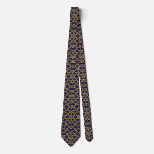 Goud op Saphire Formal Pattern Stropdas (Voorkant)