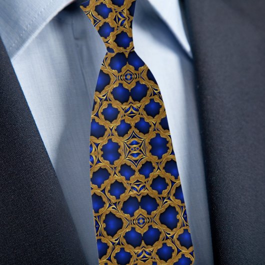 Goud op Saphire Formal Pattern Stropdas