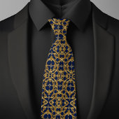 Goud op Saphire Pattern Stropdas