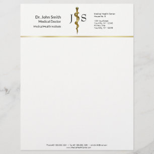 Goud op White Classy Rod van Asclepius Medical Briefhoofd