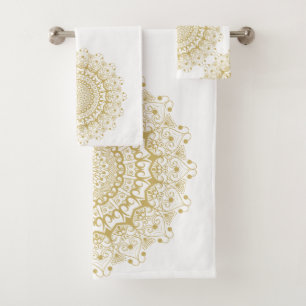 Goud op wit  patroon bad handdoek
