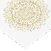 Goud op wit patroon korte tafelloper (Hoek)