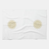 Goud op wit  patroon theedoek (Horizontaal)