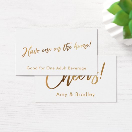 Goud op Witte handschriftenkaartjes voor de Drink  Visitekaartjes (Bureau)
