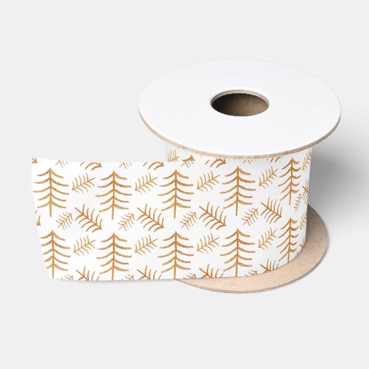 Goud op witte kerstbomen lint (Spoel)