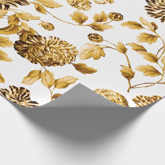 Goud op witte moderne  grote platte nijlvlakte cadeaupapier (Hoek)