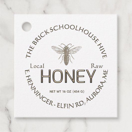 Goud op witte of Kraft Honey and Nutrition Facts Bedankjes Labels (Voorkant)