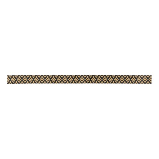 Goud op zwart deco-geometrisch patroon lint (Voorkant)