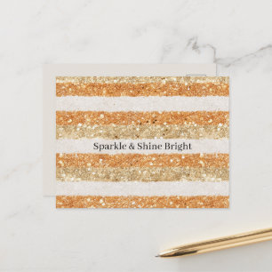 Goud Oranje Glitter Crème Strepen Fonkel & Schitte Briefkaart