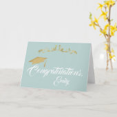 Goud Ornament Gefeliciteerd Afstuderen Afstuderen Kaart (Gele Bloem)