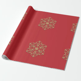 Goud Ornament op rood Cadeaupapier