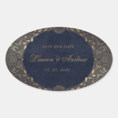  Goud Ornament Save The Date Sticker (Voorkant)