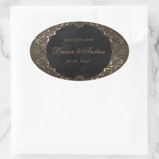  Goud Ornament Save The Date Sticker (Tas)