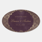  Goud Ornament Save The Date Sticker (Voorkant)