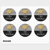 Goud Paard Zwart-wit Strepen Derby Race Ronde Sticker (Vel)