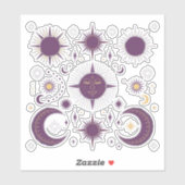 Goud & Paars Boho Hemels Zon & Maan Scrapbook Sticker (Vel)