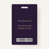 Goud Paars-ID van bedrijfspersoneel Badge (Achterkant)