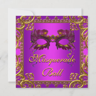 Goud Paars Masker Paarse Maskerade Feest Kaart