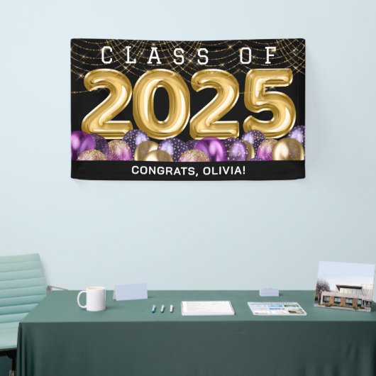 Goud Paarse Afstuderen Spandoek (Beurs)