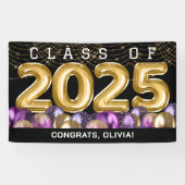 Goud Paarse Afstuderen Spandoek (Horizontaal)