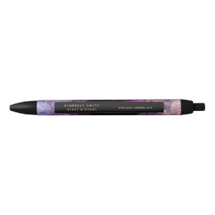 Goud paarse amethist edelsteen mineraal zwarte inkt pen