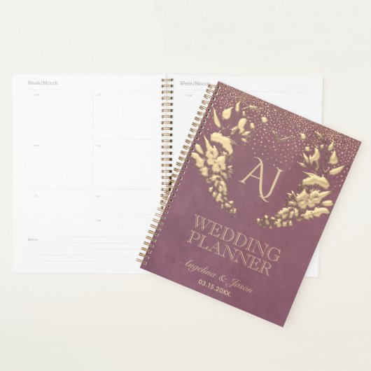 Goud Paarse Bruiloft Planner (Display)