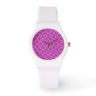 Goud Paarse Islamitische Mozaïek Patroon Polshorlo Horloge