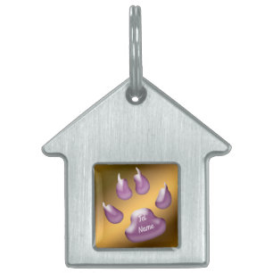 Goud Paarse Kat Huisdieren Naamplaatje