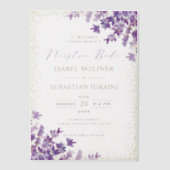 Goud Paarse Lavendel Nuestra Boda Spaans Bruiloft Vellum Uitnodigingen (Voorkant)