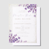 Goud Paarse Lavendel Nuestra Boda Spaans Bruiloft Vellum Uitnodigingen (Offset)