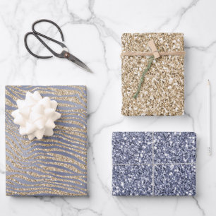 Goud Paarse Luxe Glitter Zebra Inpakpapier Vel