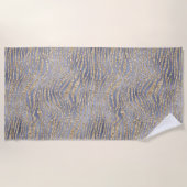 Goud Paarse Luxe Glitter Zebra Strandlaken (Voorkant)