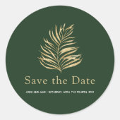 Goud palmblad Sparen de zegel van de datumbruiloft (Voorkant)