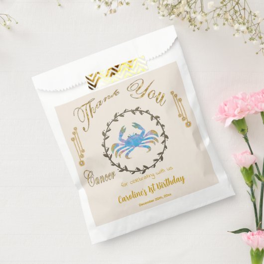 Goud & Parels Kanker 1e Verjaardag Dank U Bedankzakje (Gezegeld)
